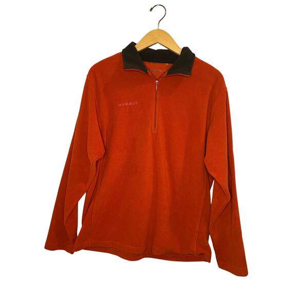 Mammut Half Zip Fleece Pullover Jacket Men’s Size L Orange Tecnopile Outdoor - Picture 1 of 6